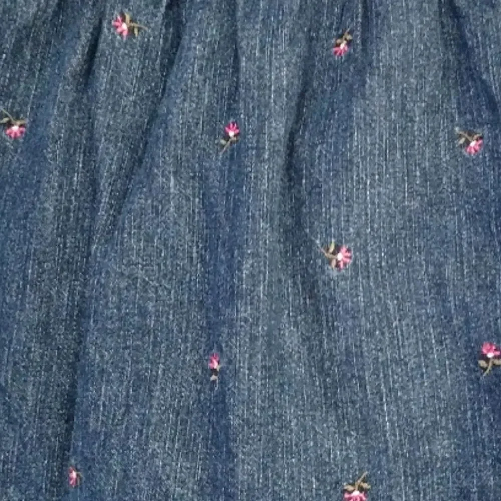 VTG OshKosh 2 Piece Floral Denim‎ Jean Jumper Dress Girl's 6-9mos